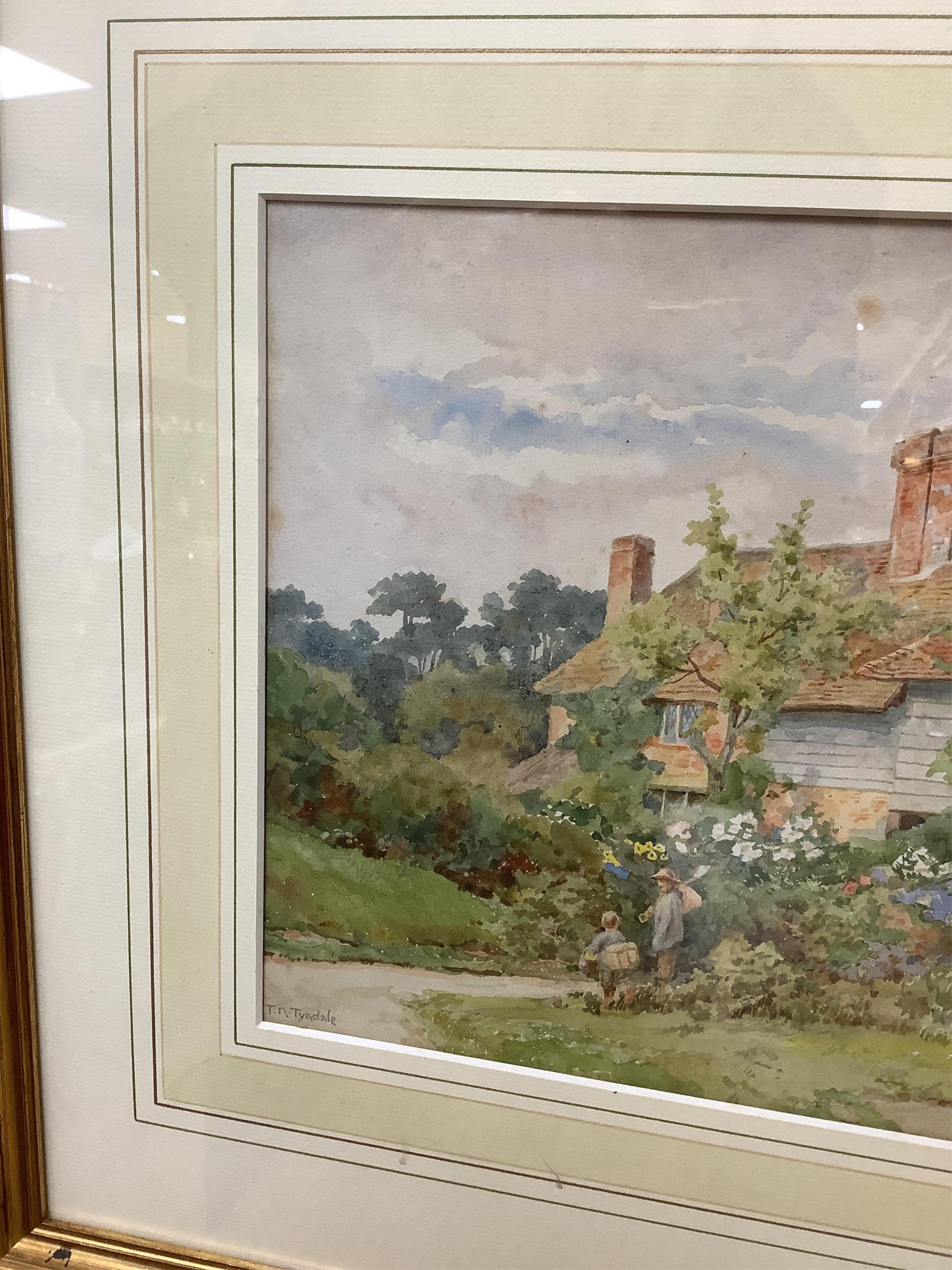 Thomas Nicholson Tyndale (1860-1930), watercolour, Victorian flower garden, signed, 22 x 31cm